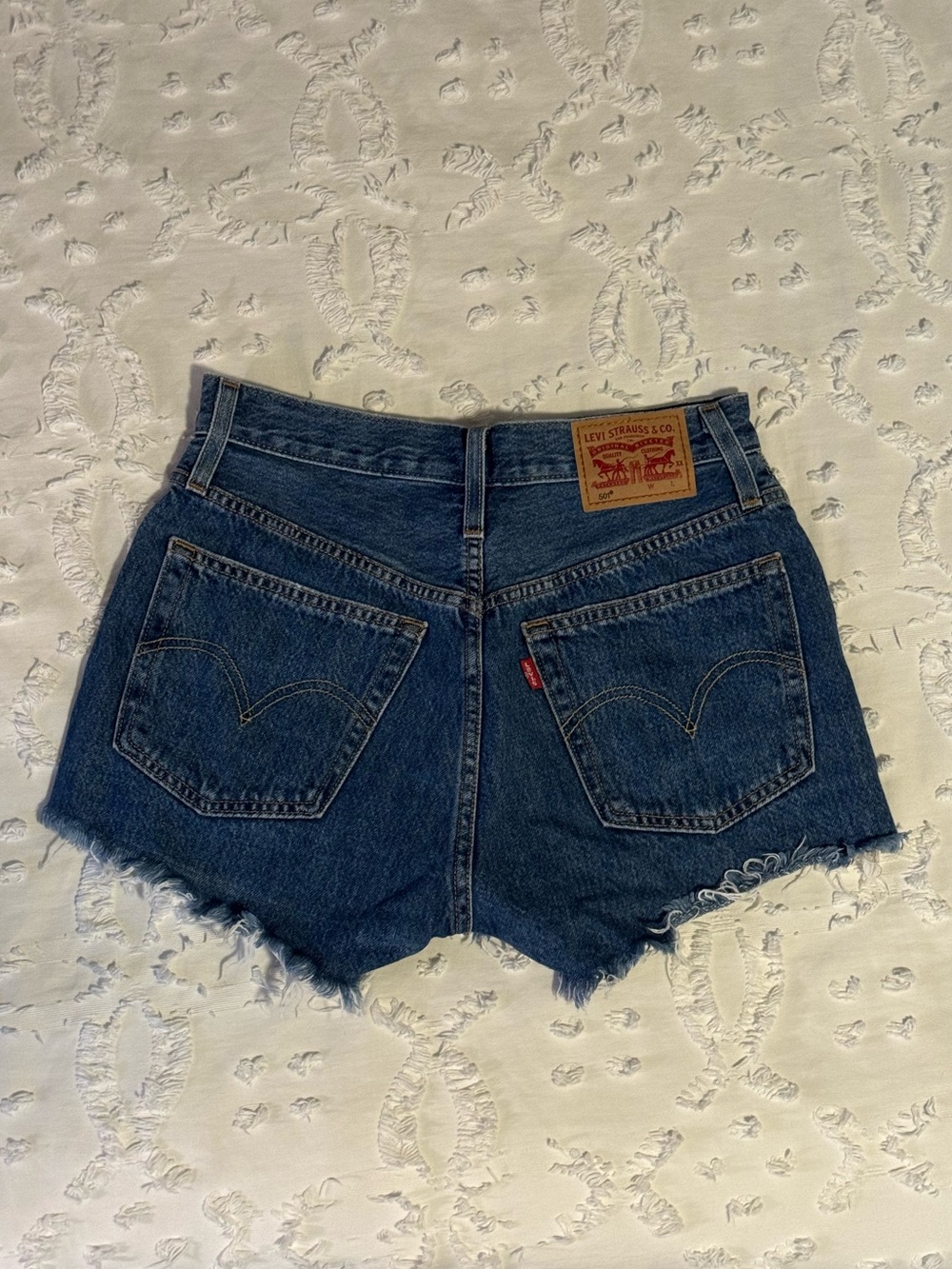 Levi's Blue High-Rise Cutoff Denim Shorts